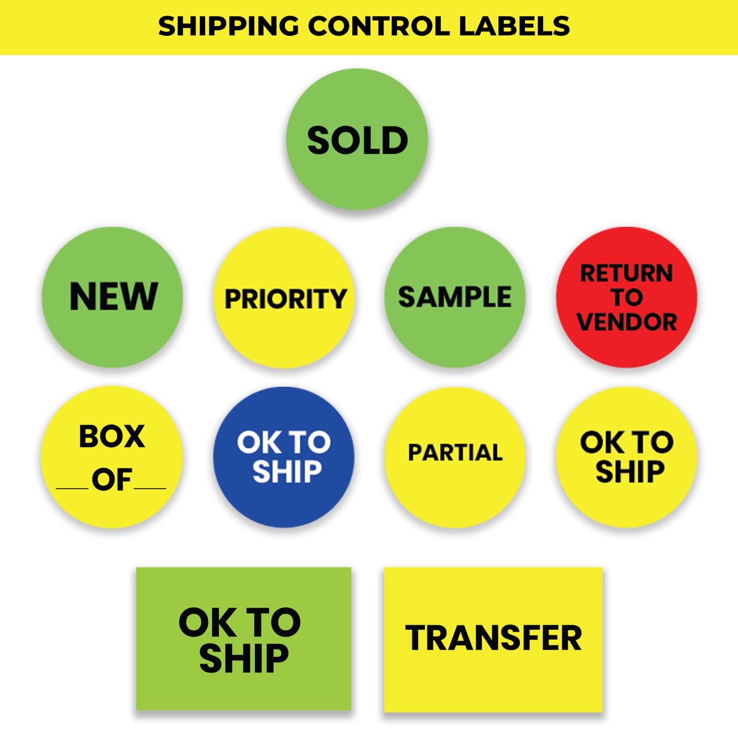 StickerJet New – OSHA Shipping Control Roll Labels – 2" Circle Labels – 500 Qty/Roll – Paper, Easy Peel And Stick, Strong Adhesive, Made In USA