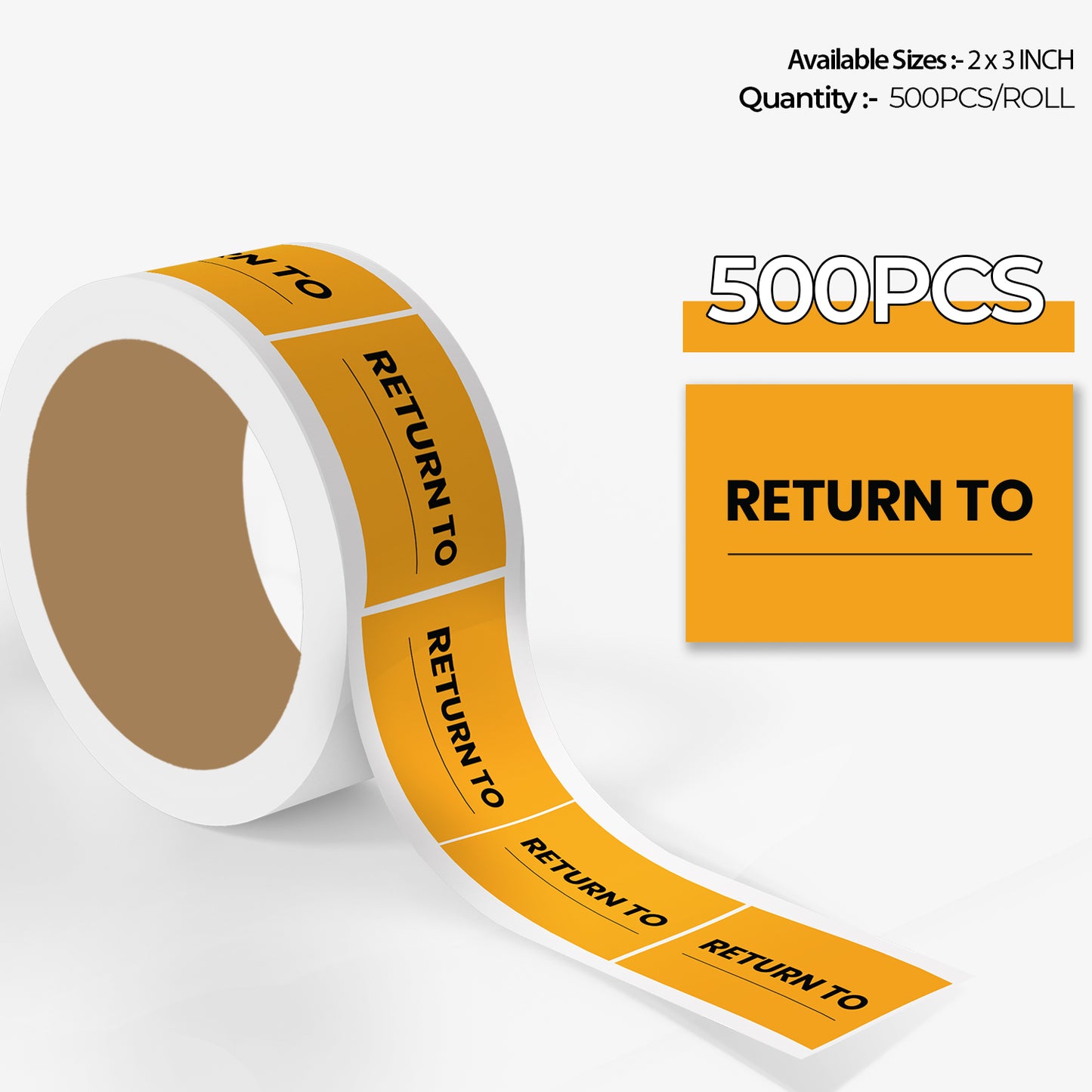 StickerJet Return To – OSHA Quality Control Roll Labels – 2x3" Rectangle Labels – 500 Qty/Roll – Paper, Easy Peel And Stick, Strong Adhesive, Made In USA