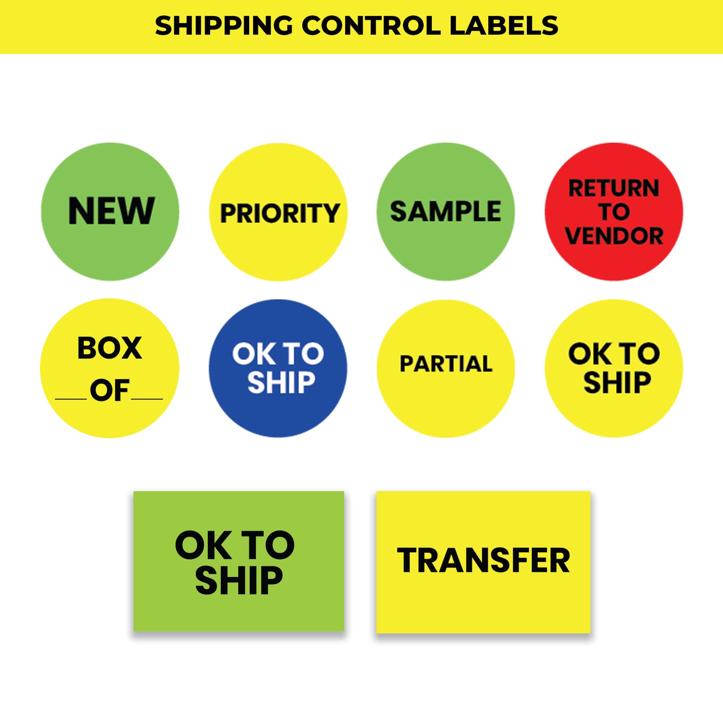 StickerJet Transfer – OSHA Shipping Control Roll Labels – 2x3" Rectangle Labels – 500 Qty/Roll – Paper, Easy Peel And Stick, Strong Adhesive, Made In USA