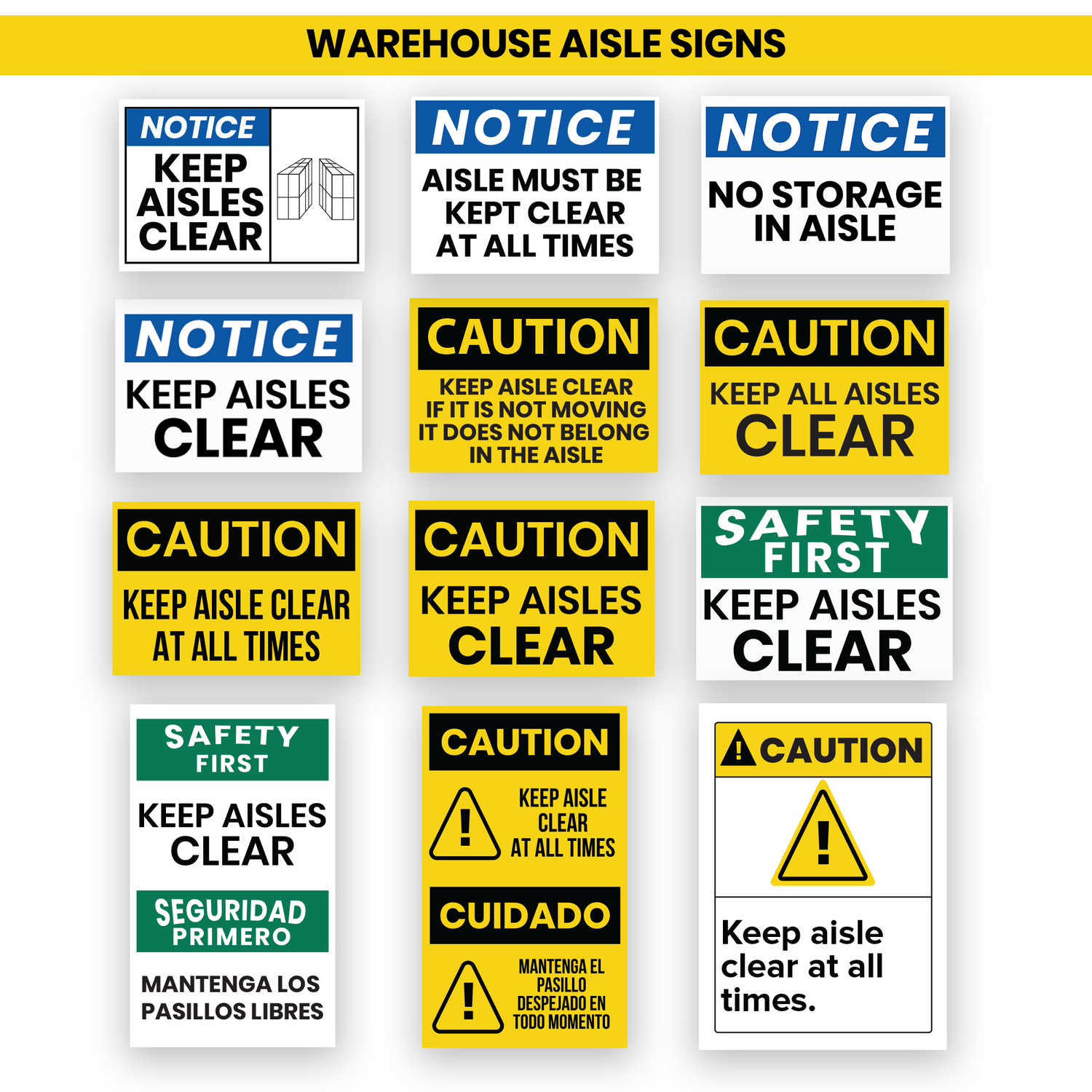 Keep aisle clear Sign
