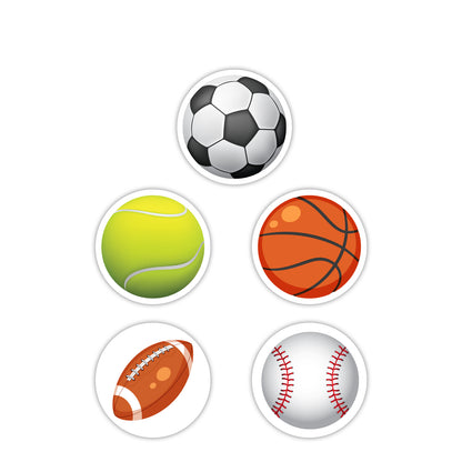 Assorted Sports Ball - 500 Labels/Roll - 2"x2"
