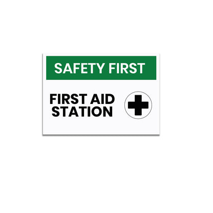 StickerJet First Aid Station 3.5""x5"" and 5""x7"" Workplace Stickers - Pack of 5 Individually Cut Rectangle Premium Vinyl Decals, Waterproof, Weatherproof, Scratch-proof, UV resistant