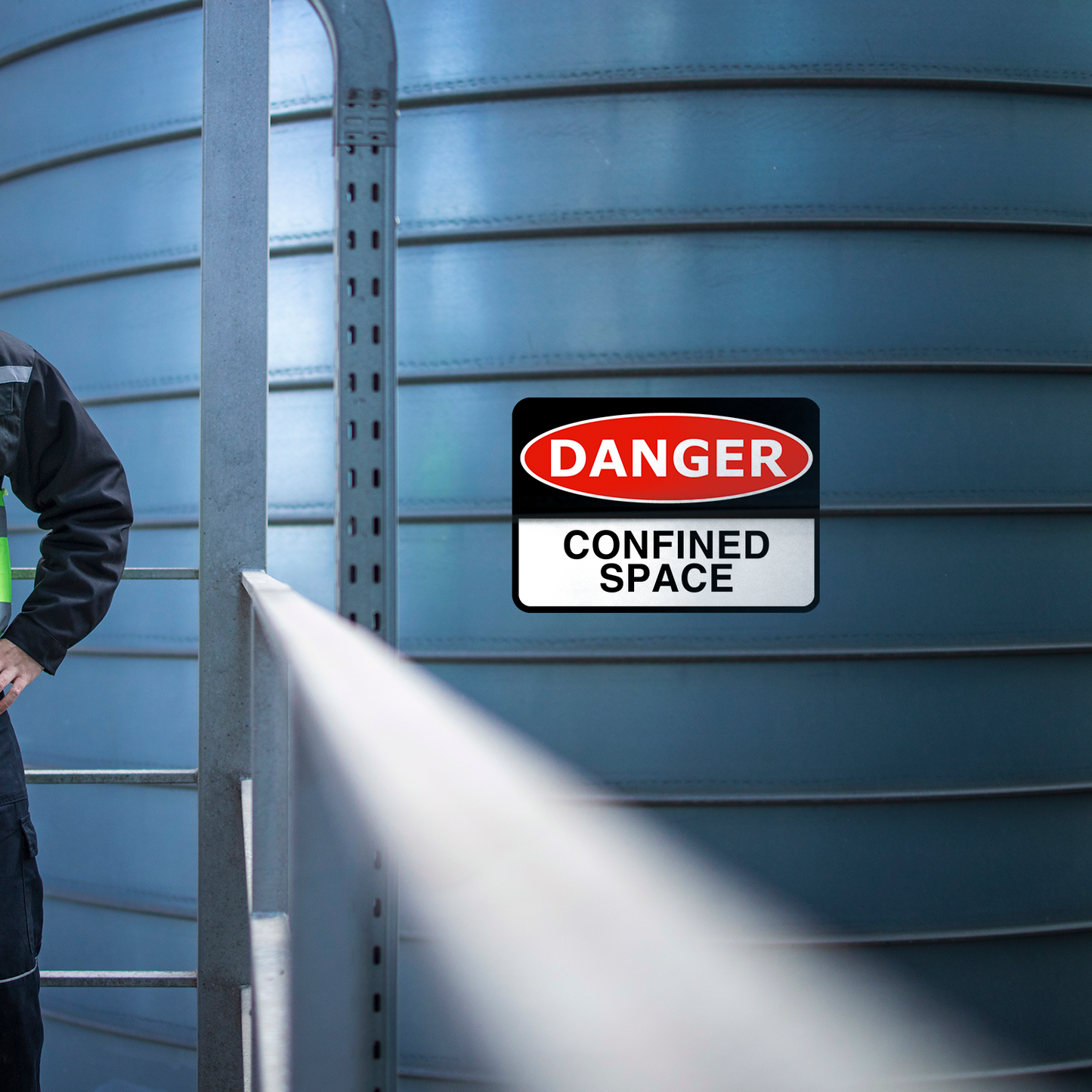 StickerJet Confined Space 3.5""x5"" and 5""x7"" Workplace Stickers - Pack of 5 Individually Cut Rectangle Premium Vinyl Decals, Waterproof, Weatherproof, Scratch-proof, UV resistant