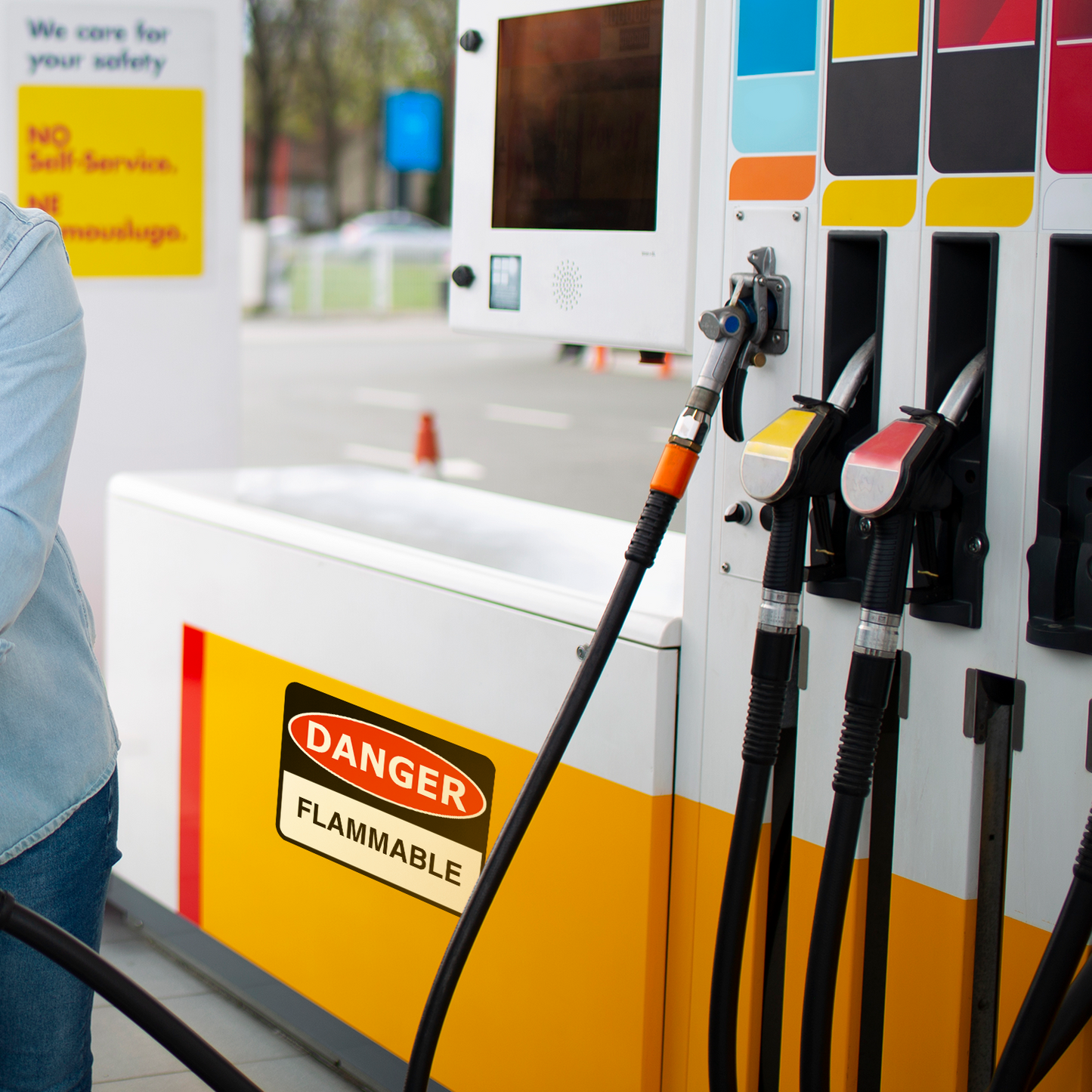 StickerJet Flammable 3.5""x5"" and 5""x7"" Workplace Stickers - Pack of 5 Individually Cut Rectangle Premium Vinyl Decals, Waterproof, Weatherproof, Scratch-proof, UV resistant