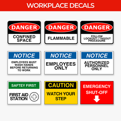 StickerJet Flammable 3.5""x5"" and 5""x7"" Workplace Stickers - Pack of 5 Individually Cut Rectangle Premium Vinyl Decals, Waterproof, Weatherproof, Scratch-proof, UV resistant