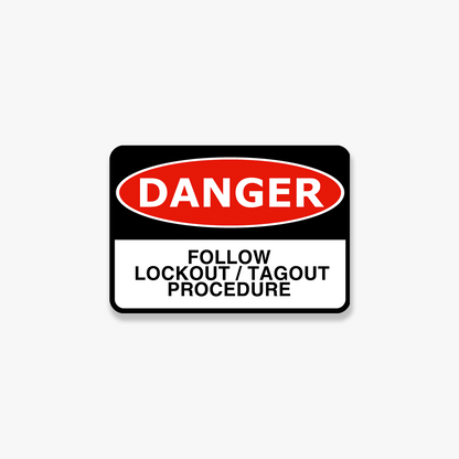 StickerJet Follow Lockout / Tagout Procedure 3.5""x5"" and 5""x7"" Workplace Stickers - Pack of 5 Individually Cut Rectangle Premium Vinyl Decals, Waterproof, Weatherproof, Scratch-proof, UV resistant