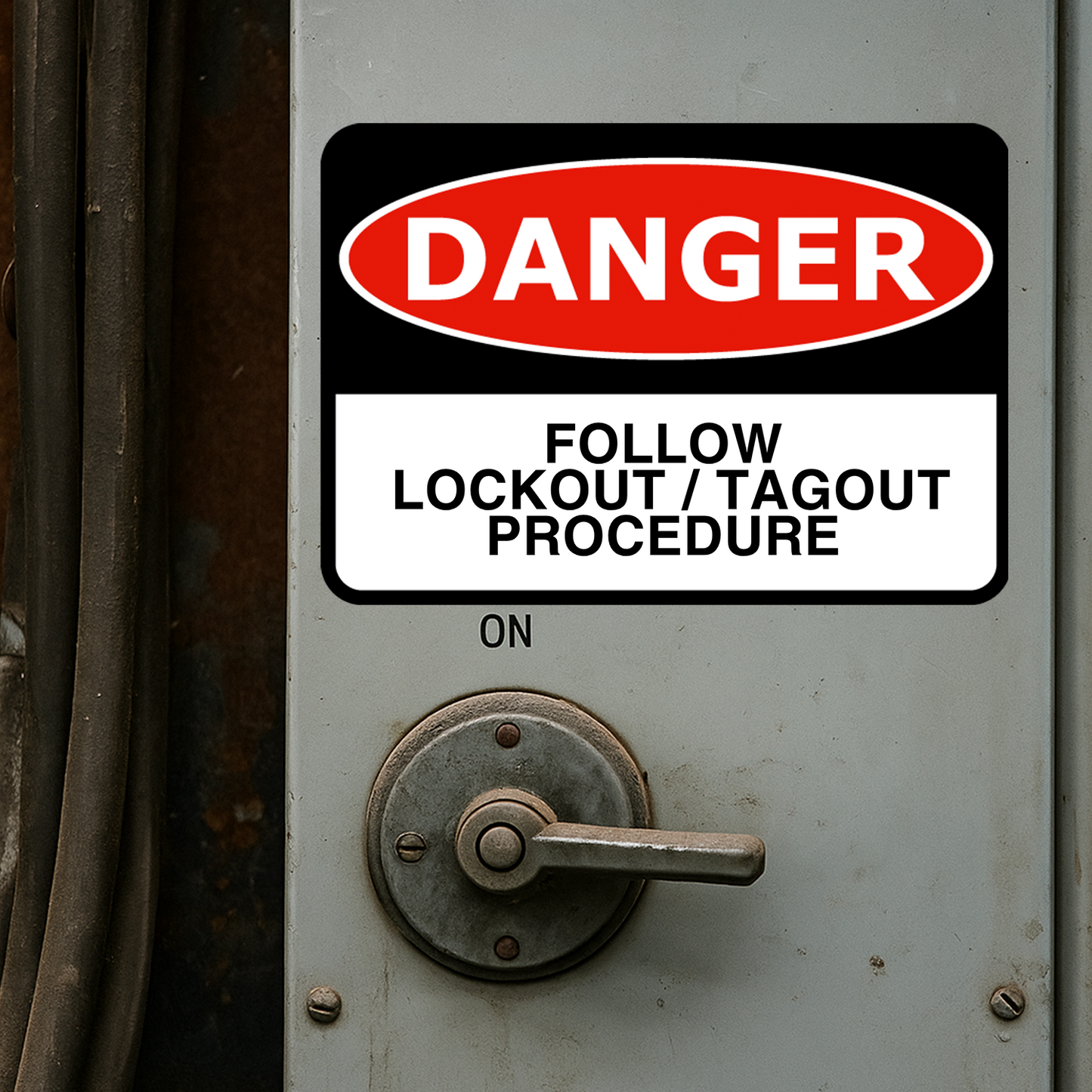 StickerJet Follow Lockout / Tagout Procedure 3.5""x5"" and 5""x7"" Workplace Stickers - Pack of 5 Individually Cut Rectangle Premium Vinyl Decals, Waterproof, Weatherproof, Scratch-proof, UV resistant