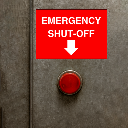 StickerJet Emergency Shut-Off 3.5""x5"" and 5""x7"" Workplace Stickers - Pack of 5 Individually Cut Rectangle Premium Vinyl Decals, Waterproof, Weatherproof, Scratch-proof, UV resistant