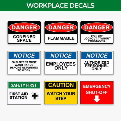 StickerJet First Aid Station 3.5""x5"" and 5""x7"" Workplace Stickers - Pack of 5 Individually Cut Rectangle Premium Vinyl Decals, Waterproof, Weatherproof, Scratch-proof, UV resistant