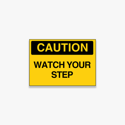 StickerJet Watch Your Step 3.5""x5"" and 5""x7"" Workplace Stickers - Pack of 5 Individually Cut Rectangle Premium Vinyl Decals, Waterproof, Weatherproof, Scratch-proof, UV resistant