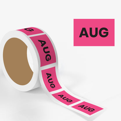 August (Rectangle) - Month Lables Roll - 2"x3" / 3"x5"