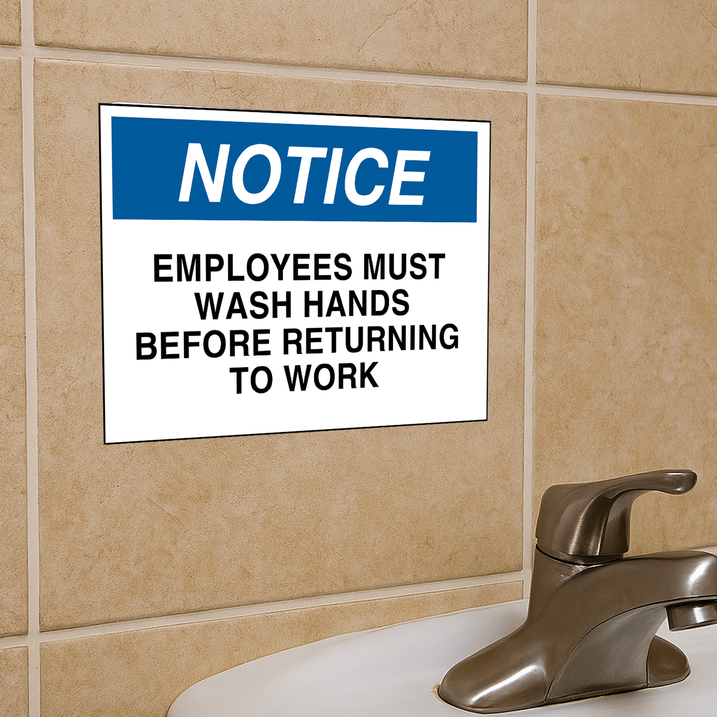 StickerJet Employees Must Wash Hands 3.5""x5"" and 5""x7"" Workplace Stickers - Pack of 5 Individually Cut Rectangle Premium Vinyl Decals, Waterproof, Weatherproof, Scratch-proof, UV resistant