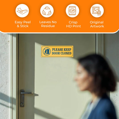 Please Keep Door Closed 1 - 2-Pack Individually Cut Stickers - 9”x3”