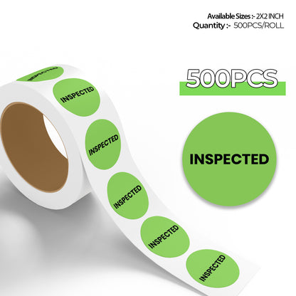 StickerJet Inspected – OSHA Quality Control Roll Labels – 2" Circle Labels – 500 Qty/Roll – Paper, Easy Peel And Stick, Strong Adhesive, Made In USA