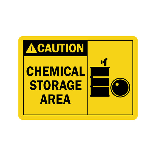 ANSI Caution: Chemical Storage Area (With Drum Graphic)