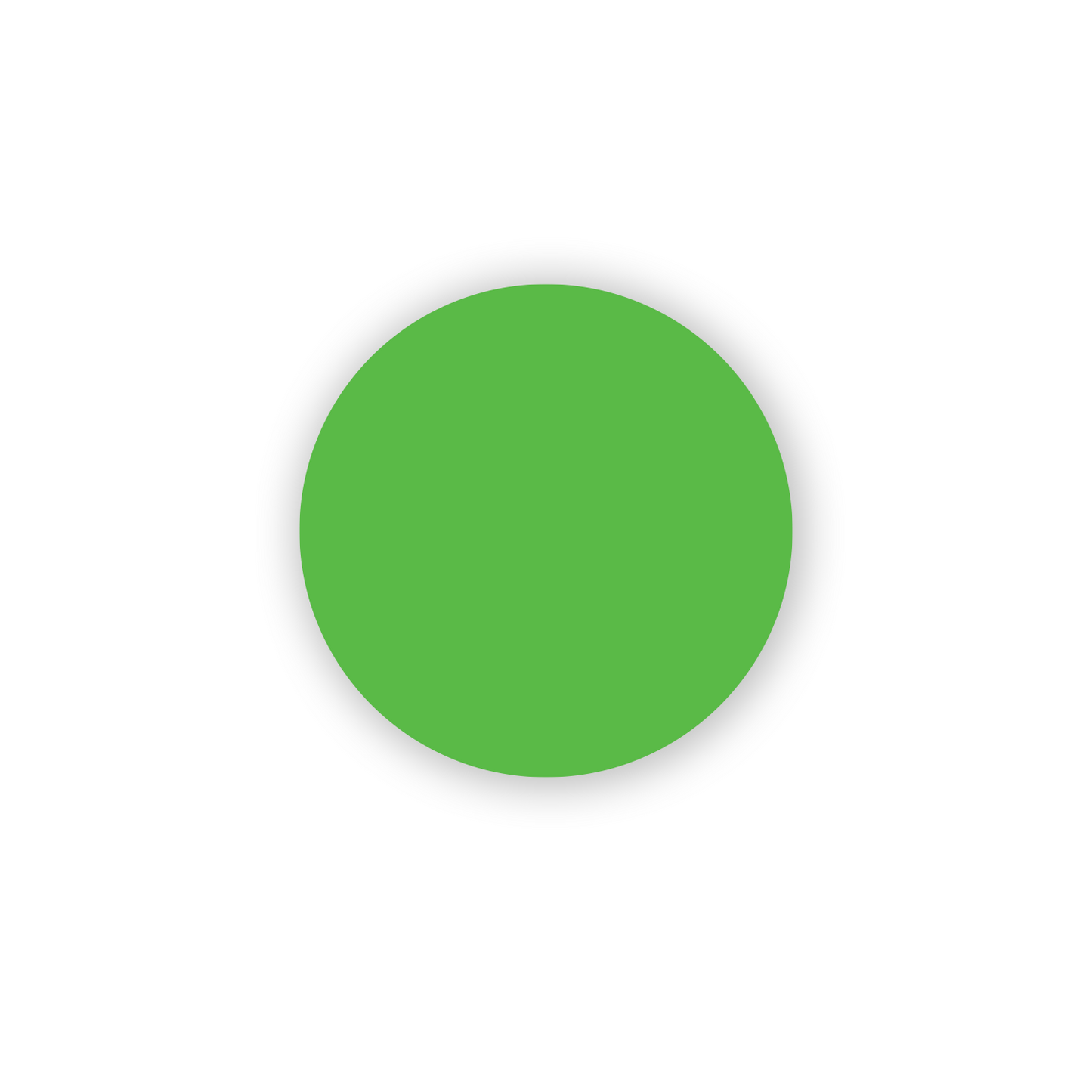 "Fluorescent Green Dot Labels, single solid round colored dot stickers for inventory and color coding on white background."