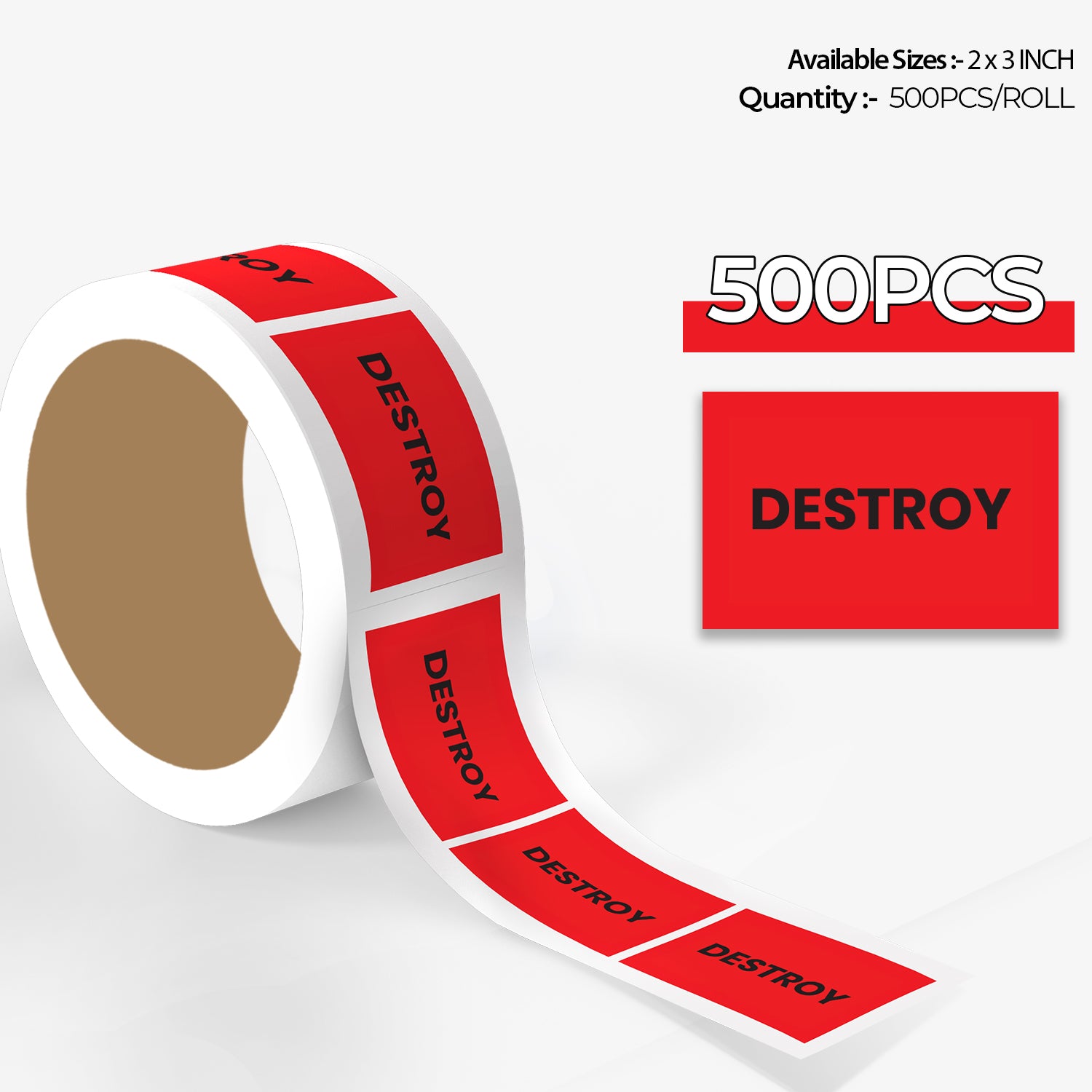 Destroy Rectangle Labels – Red | StickerJet