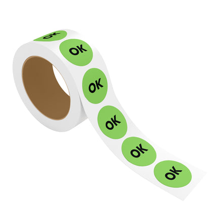 StickerJet OK – OSHA Quality Control Roll Labels – 1" And 2" Circle Labels – 500 Qty/Roll – Paper, Easy Peel And Stick, Strong Adhesive, Made In USA