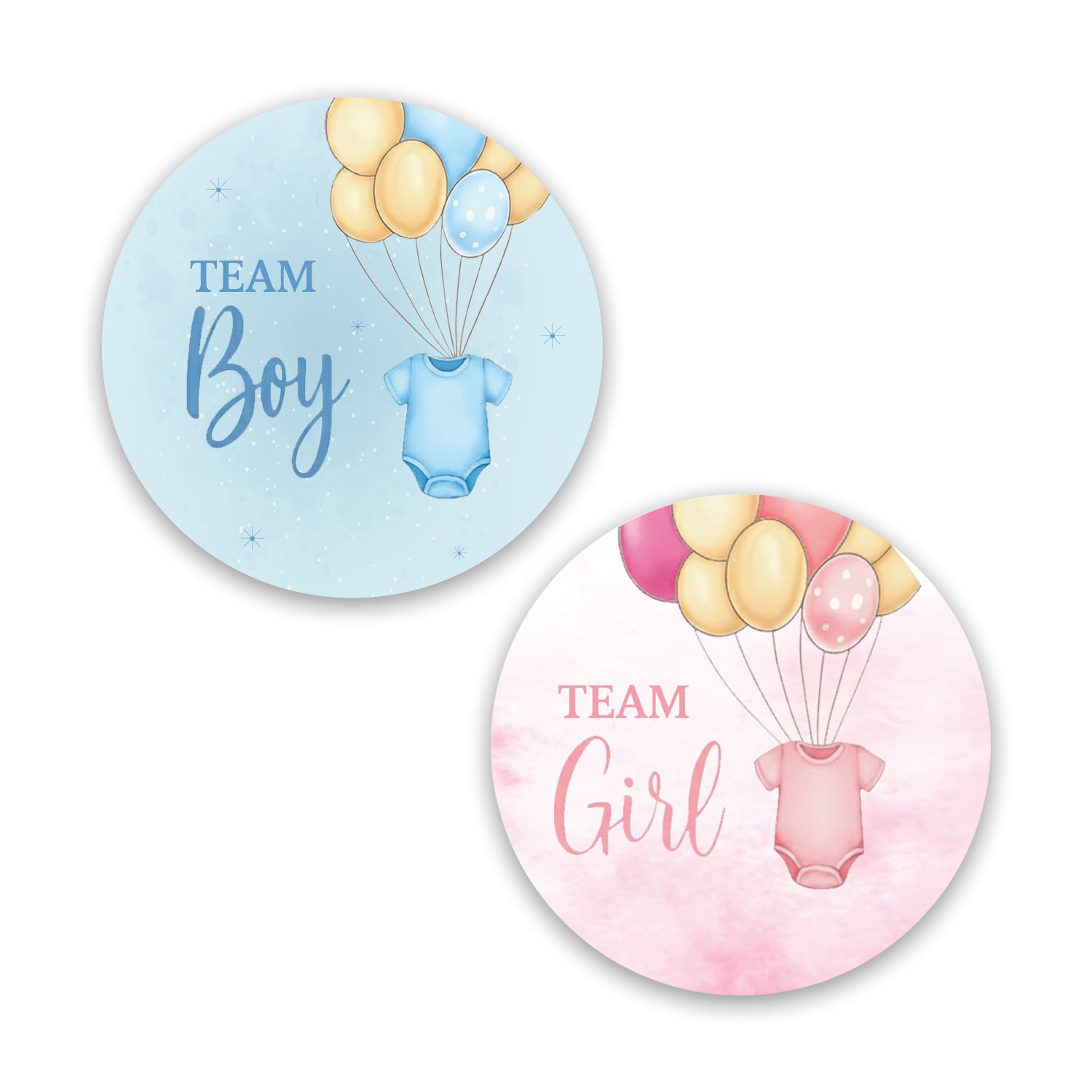 Gender Reveal Sticker – Onesie & Balloons Design