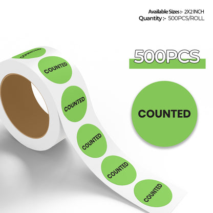 StickerJet Counted – OSHA Inventory Control Roll Labels – 2" Circle Labels – 500 Qty/Roll – Paper, Easy Peel And Stick, Strong Adhesive, Made In USA