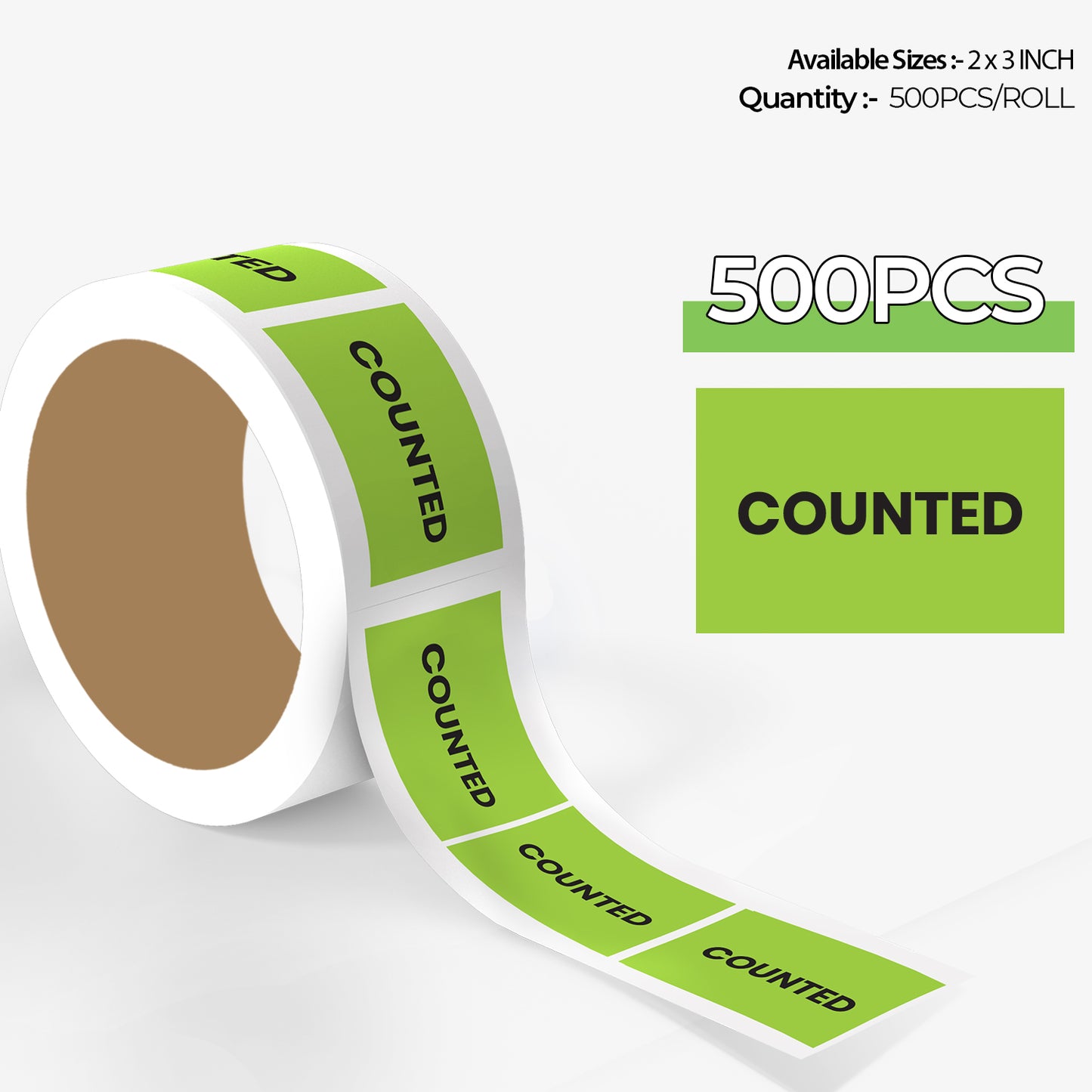 StickerJet Counted – OSHA Inventory Control Roll Labels – 2x3" Rectangle Labels – 500 Qty/Roll – Paper, Easy Peel And Stick, Strong Adhesive, Made In USA