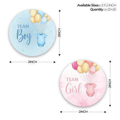 Gender Reveal Sticker – Onesie & Balloons Design
