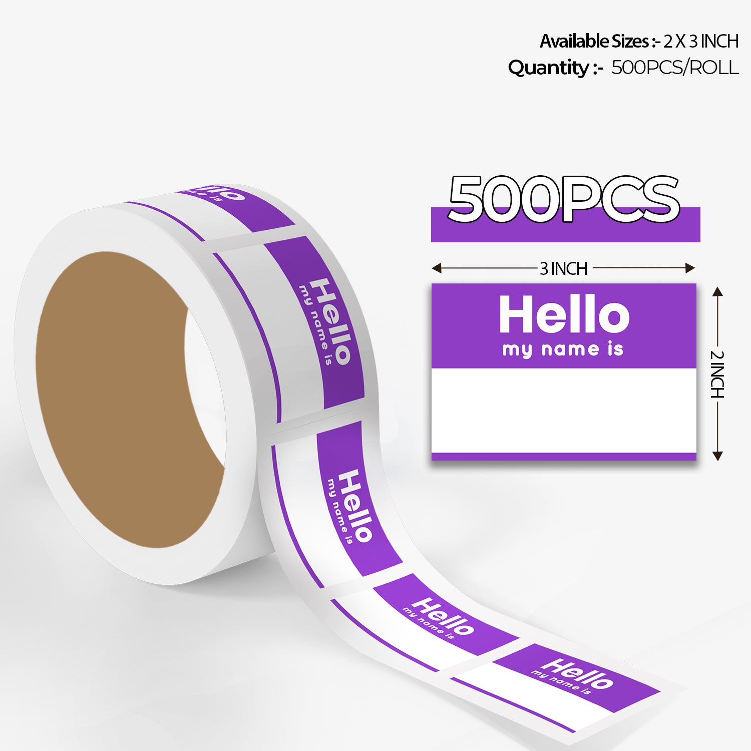 Name Tag - 500 Labels/Roll - 2"x3"