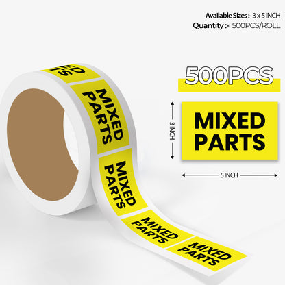 StickerJet Mixed Parts - OSHA Mixed Labels - 3"x5" Rectangle Labels - 500 Qty/Roll - Paper, Easy Peel And Stick, Strong Adhesive, Made In USA