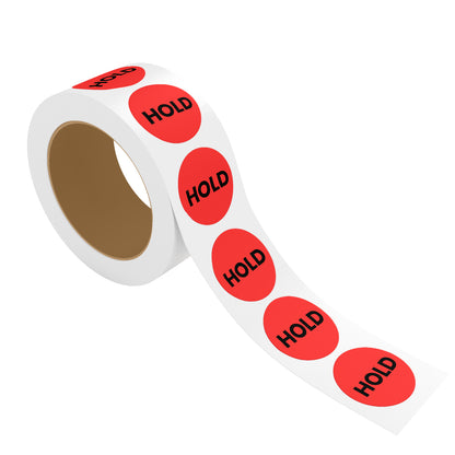 StickerJet Hold – OSHA Quality Control Roll Labels – 2" Circle Labels – 500 Qty/Roll – Paper, Easy Peel And Stick, Strong Adhesive, Made In USA