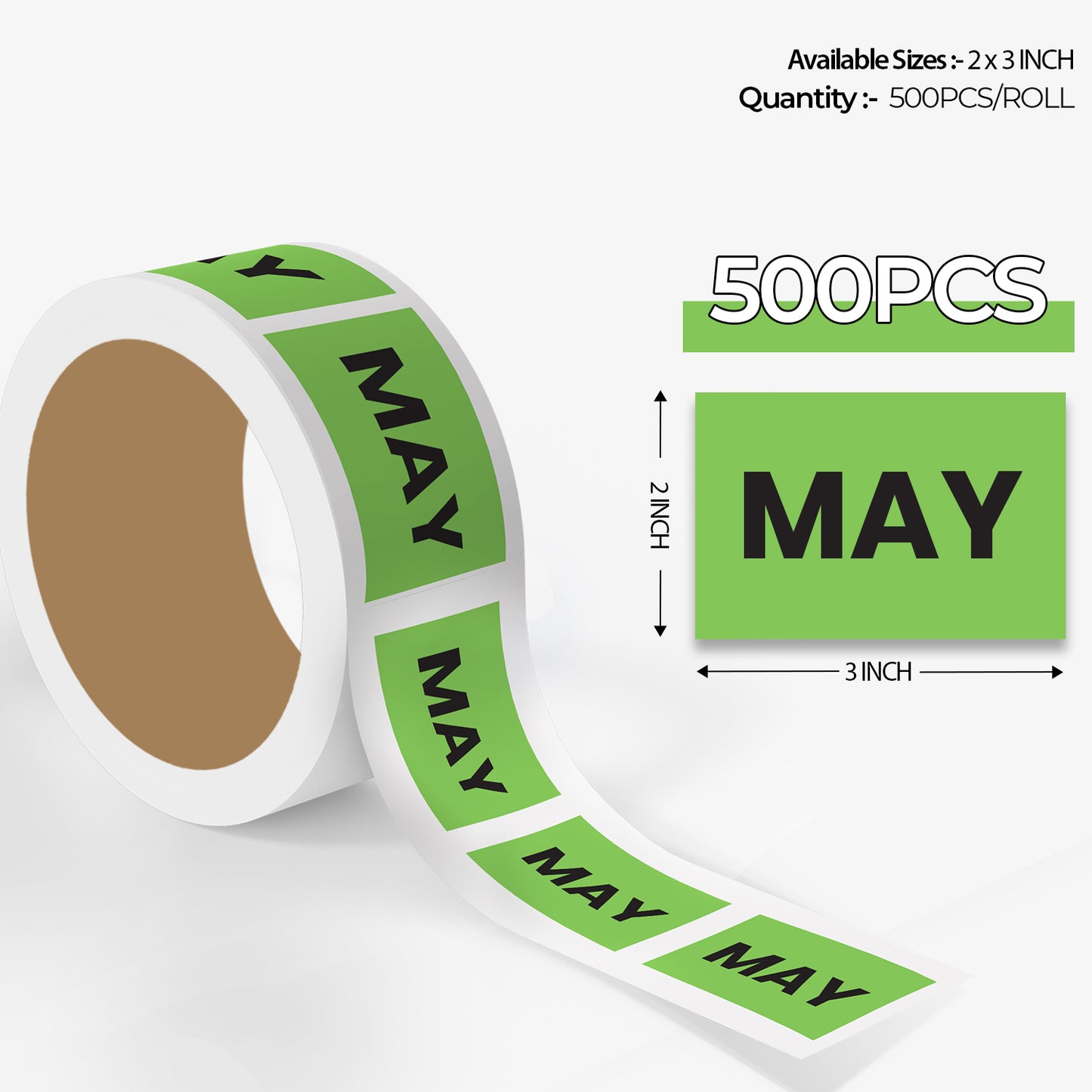 May (Rectangle) - Month Lables Roll - 2"x3" / 3"x5"