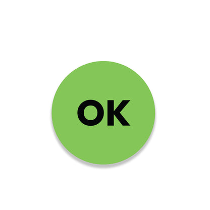 StickerJet OK – OSHA Quality Control Roll Labels – 1" And 2" Circle Labels – 500 Qty/Roll – Paper, Easy Peel And Stick, Strong Adhesive, Made In USA