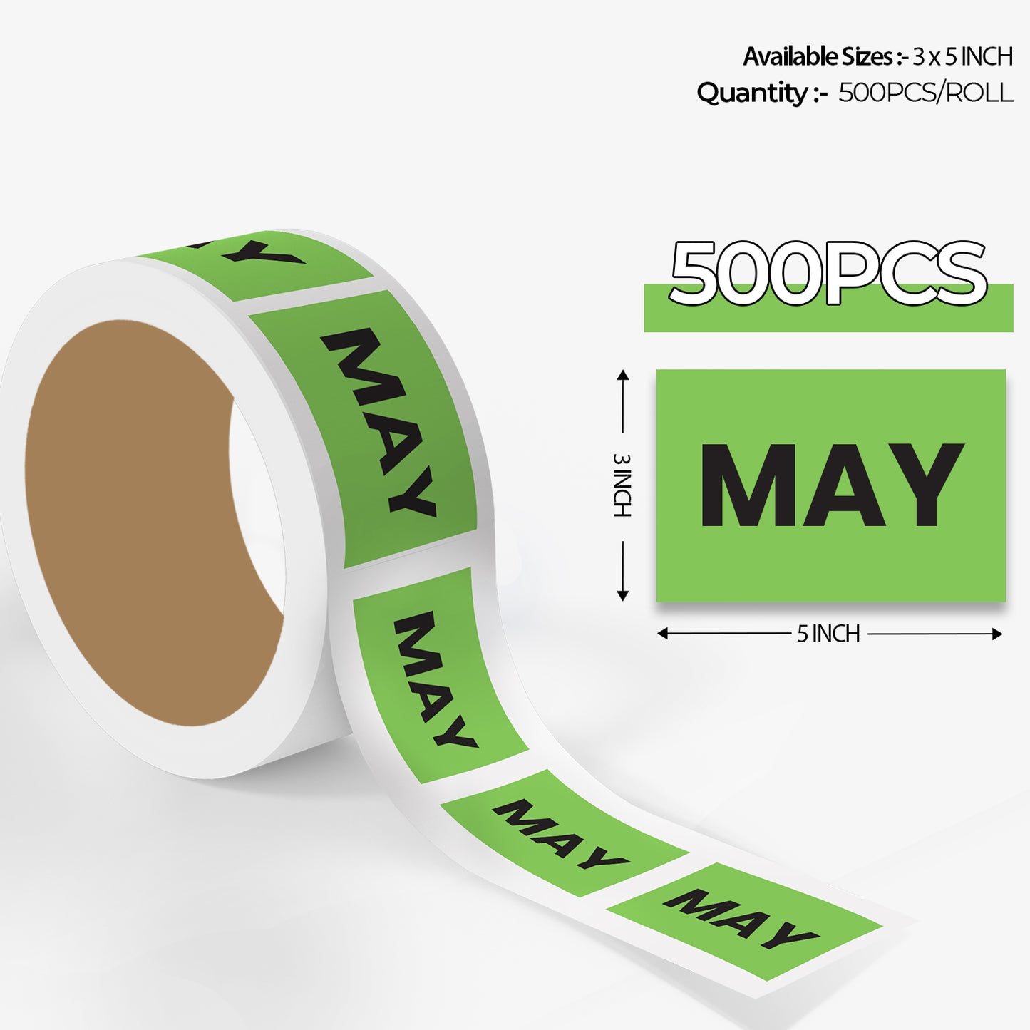 May (Rectangle) - Month Lables Roll - 2"x3" / 3"x5"