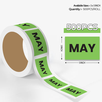 May (Rectangle) - Month Lables Roll - 2"x3" / 3"x5"