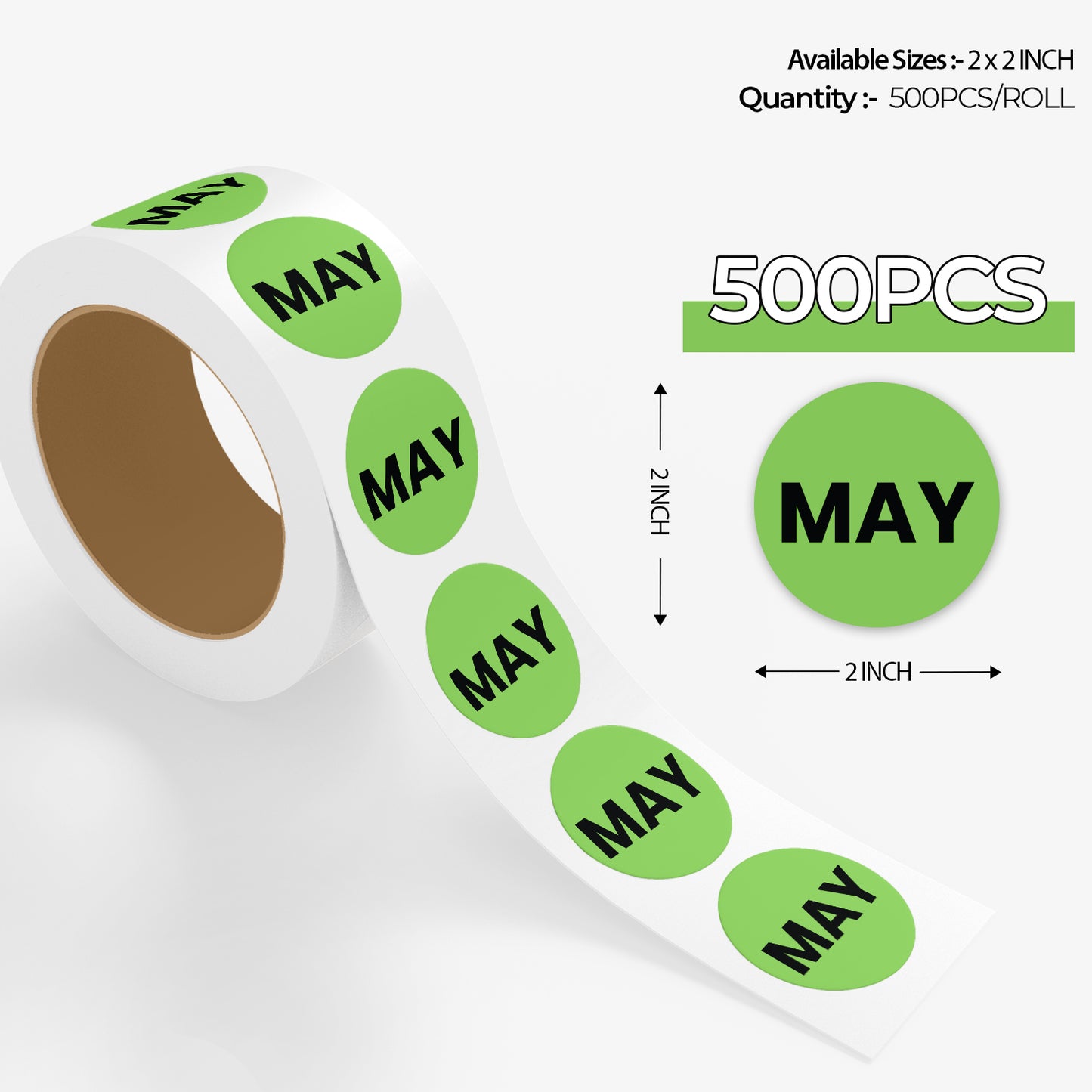 May (Circle) - Month Lables Roll - 1"x1" / 2"x2"