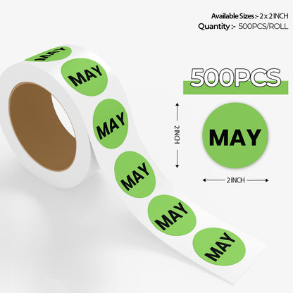 May (Circle) - Month Lables Roll - 1"x1" / 2"x2"