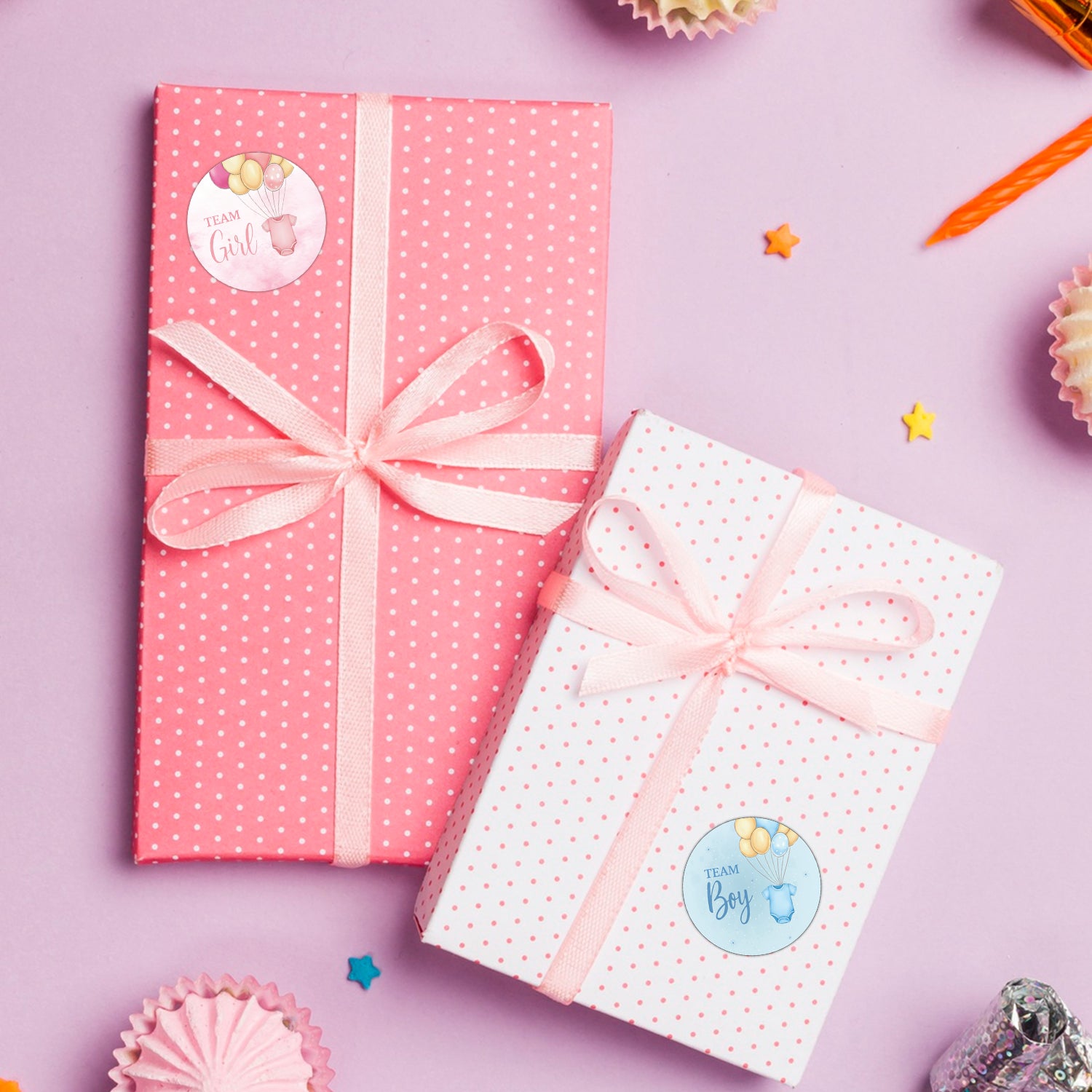 Gender Reveal Sticker – Onesie & Balloons Design