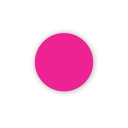 "Fluorescent Pink Dot Labels, single solid round colored dot stickers for inventory and color coding on white background."