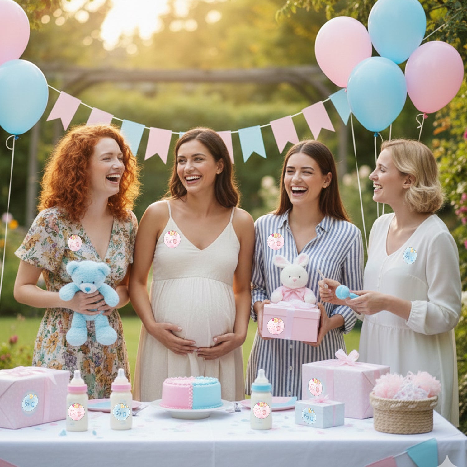 Gender Reveal Sticker – Onesie & Balloons Design