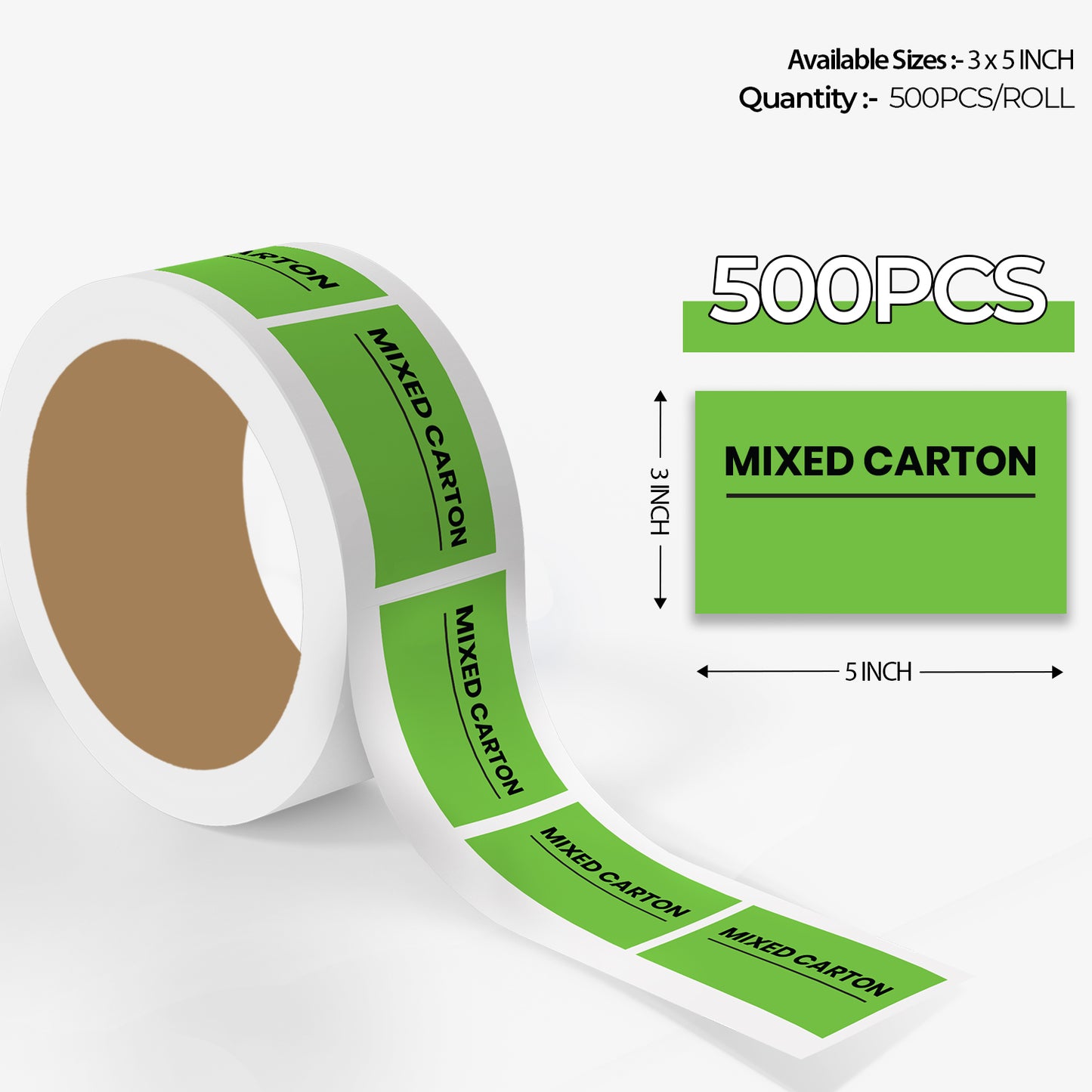 StickerJet Mixed Carton - OSHA Mixed Labels - 3"x5" Rectangle Labels - 500 Qty/Roll - Paper, Easy Peel And Stick, Strong Adhesive, Made In USA