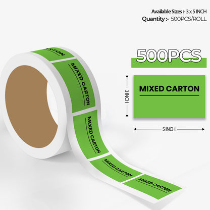 StickerJet Mixed Carton - OSHA Mixed Labels - 3"x5" Rectangle Labels - 500 Qty/Roll - Paper, Easy Peel And Stick, Strong Adhesive, Made In USA