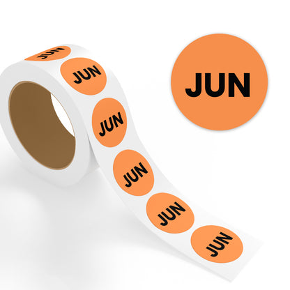 June (Circle) - Month Lables Roll - 1"x1" / 2"x2"