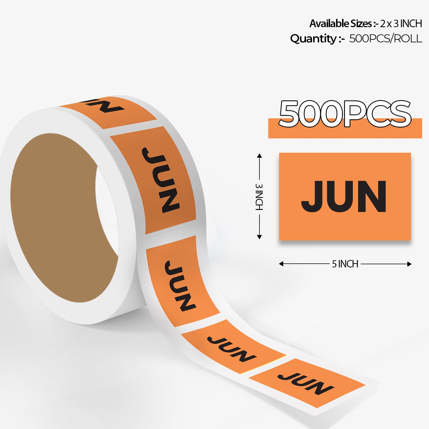 June (Rectangle) - Month Lables Roll - 2"x3" / 3"x5"