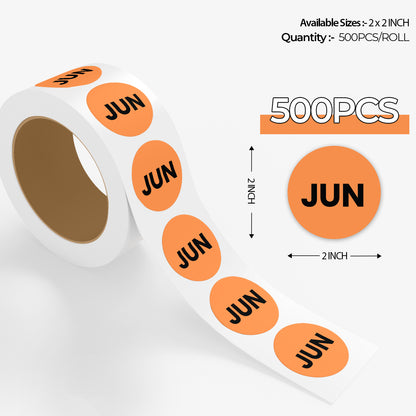 June (Circle) - Month Lables Roll - 1"x1" / 2"x2"