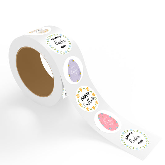 Assorted Happy Easter Day Wreath Design - Easter Stickers