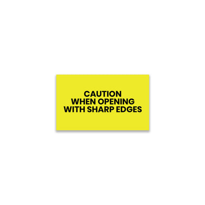 StickerJet Caution When Opening With Sharp Edges – OSHA Receiving Labels – 3"x5" Rectangle Labels – 500 Qty/Roll – Paper, Easy Peel And Stick, Strong Adhesive, No Residue, Made In USA