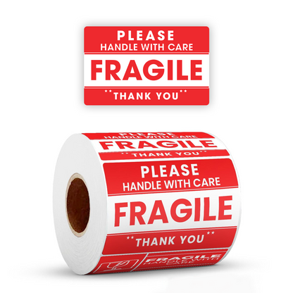 Fragile Handle With Care 2 - Roll / Sheet - 3"x2" / 3"x4" / 4"x6" / 5"x7"