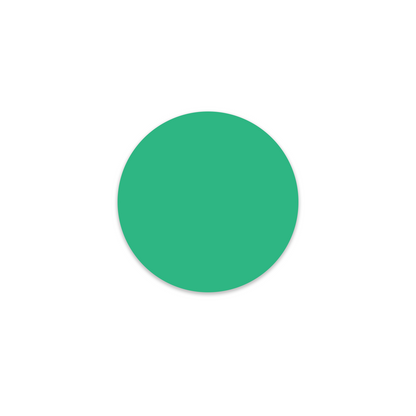 "Kelly Green Dot Labels, single solid round colored dot sticker for inventory and color coding on white background."
