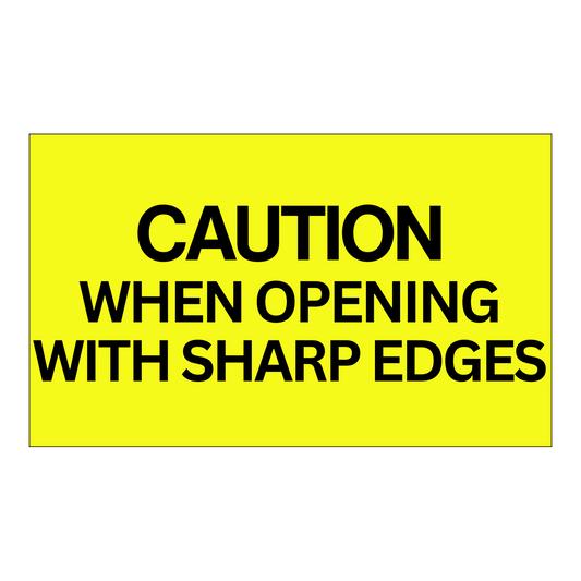 Caution When Opening With Sharp Edges (Rectangle) - Receiving Labels