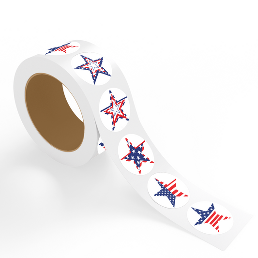 4th of July Stickers – USA Flag & Star Assorted Designs
