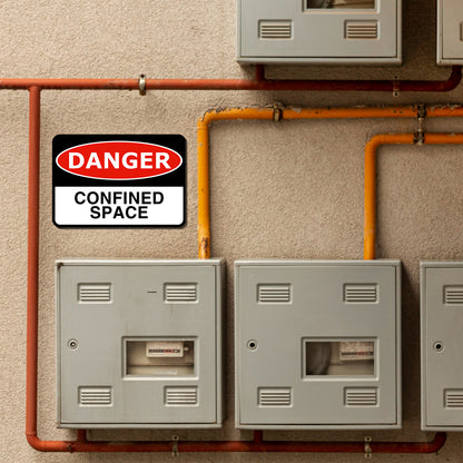 StickerJet Confined Space 3.5""x5"" and 5""x7"" Workplace Stickers - Pack of 5 Individually Cut Rectangle Premium Vinyl Decals, Waterproof, Weatherproof, Scratch-proof, UV resistant